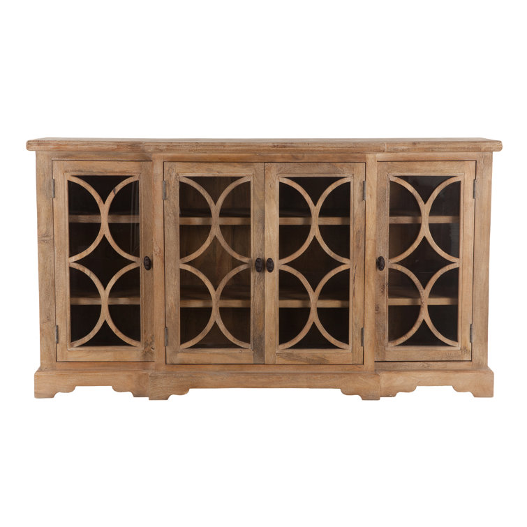 Pengrove Rustic Brown 75'' Mango Wood Sideboard with Glass Doors