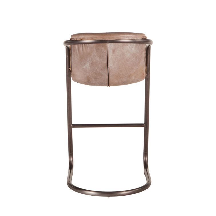 Chiavari Distressed Jet Brown Leather Counter Chair Duo