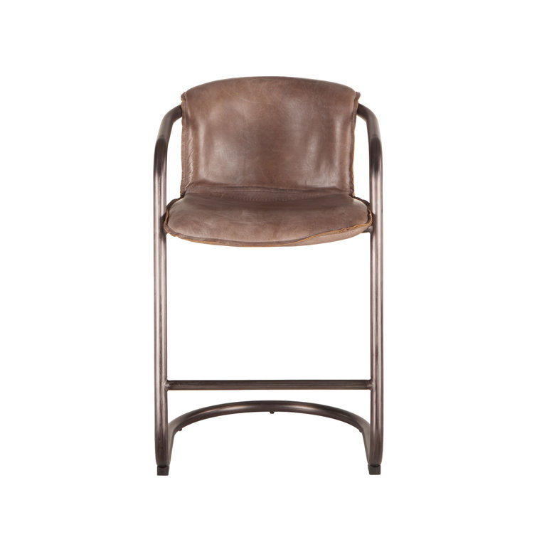 Chiavari Distressed Jet Brown Leather Counter Chair Duo