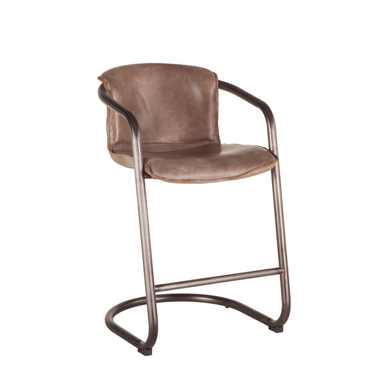 Chiavari Distressed Jet Brown Leather Counter Chair Duo