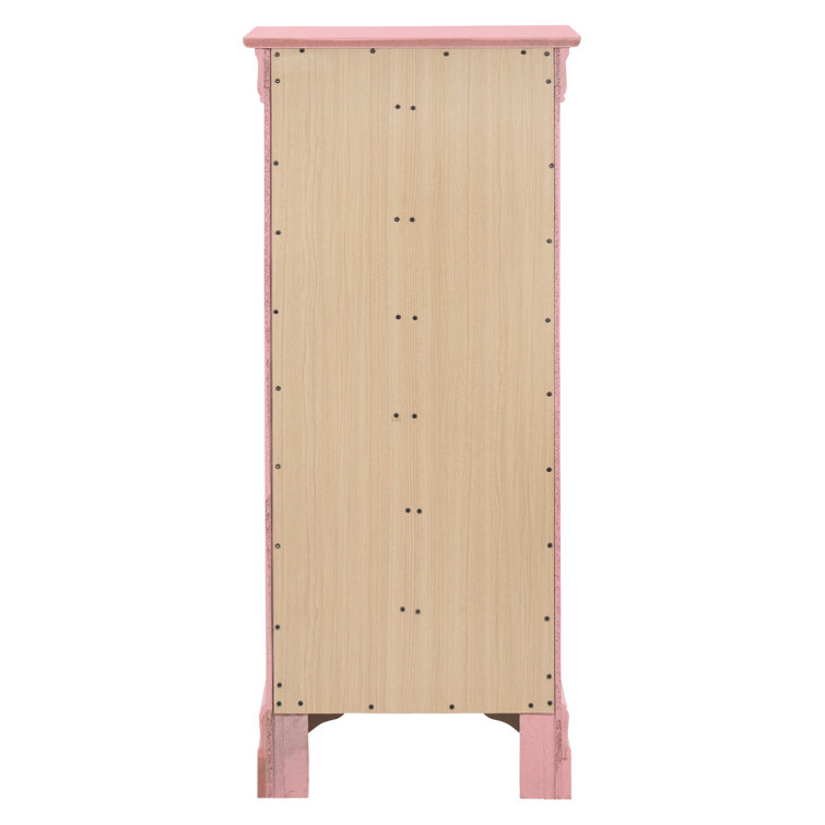 Pink 7-Drawer Vertical Lingerie Chest with Dovetail Drawers