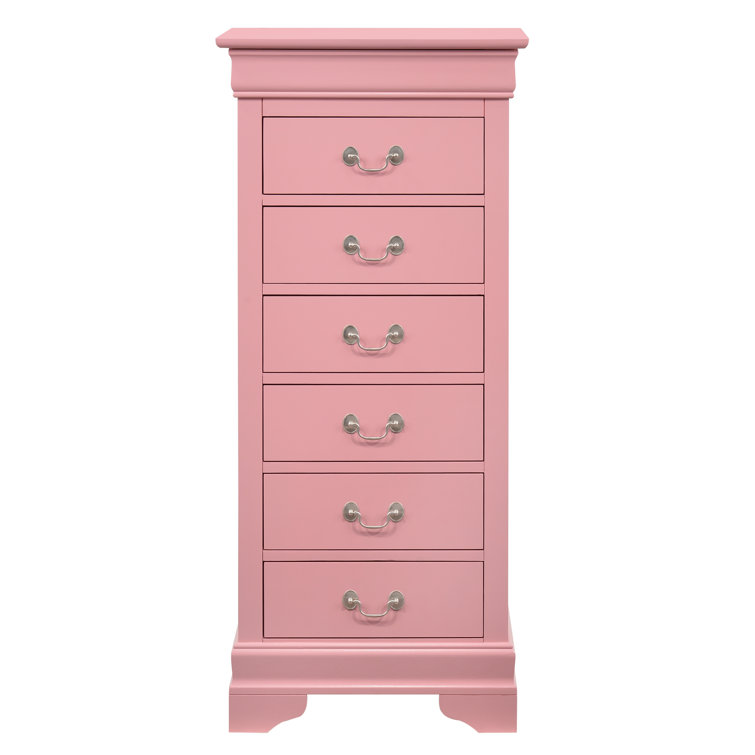 Pink 7-Drawer Vertical Lingerie Chest with Dovetail Drawers