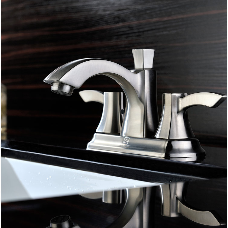 Brushed Nickel Dual Handle Centerset Bathroom Faucet