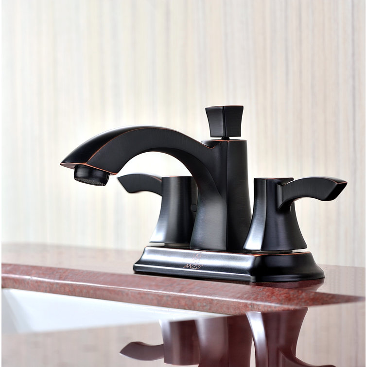Elegante 6.6" Bronze Dual-Handle Mid-Arc Bathroom Faucet