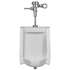 White Vitreous China Wall-Hung Urinal with Manual Flush Valve