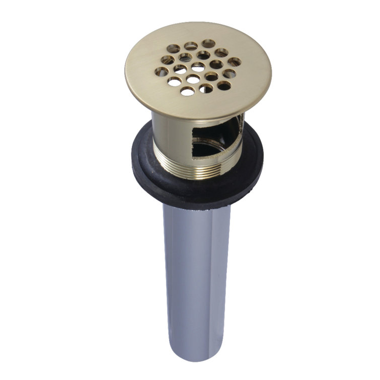 Brushed Brass Grid Bathroom Sink Drain with Overflow