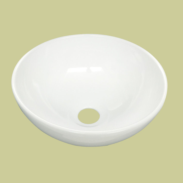 White Ceramic Round Above-Counter Vessel Sink, 11.25"
