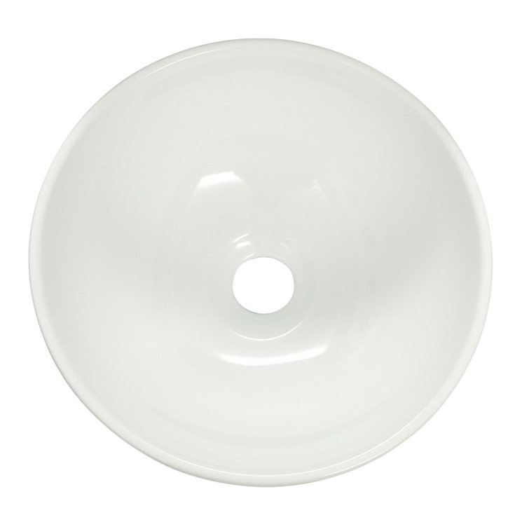 White Ceramic Round Above-Counter Vessel Sink, 11.25"