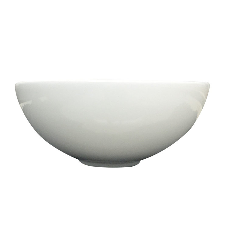 White Ceramic Round Above-Counter Vessel Sink, 11.25"