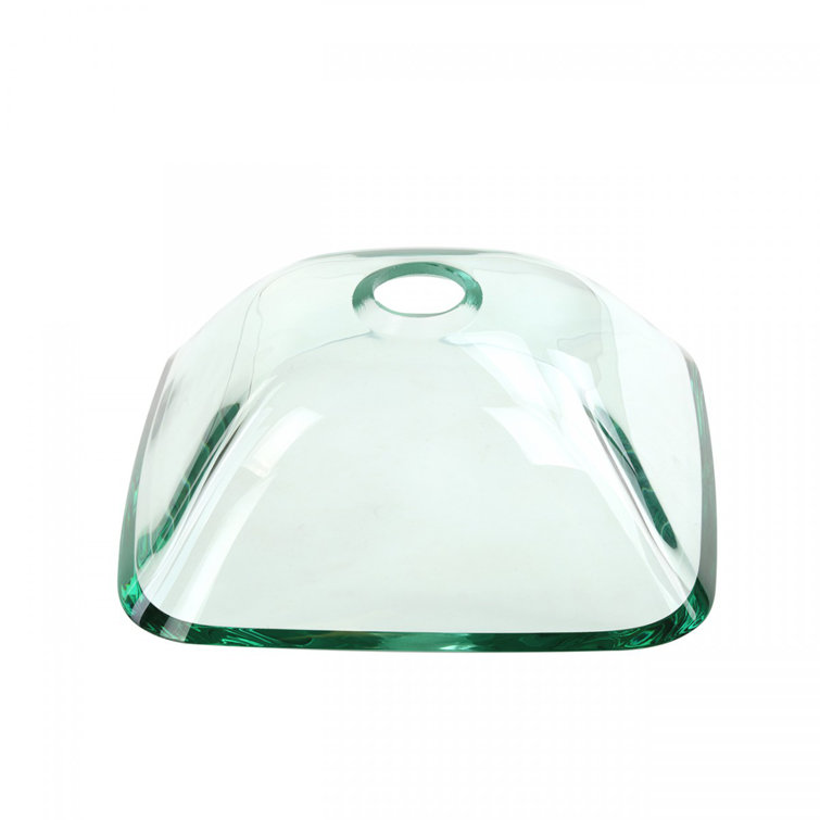 Clear Tempered Glass Square Vessel Sink with Drain