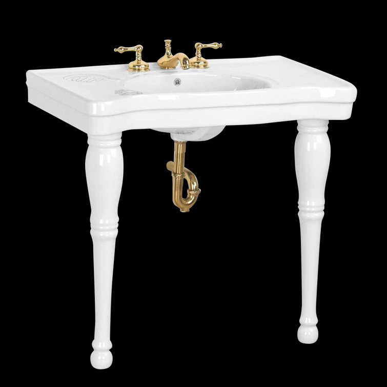 Belle Epoque White Ceramic Console Sink with Spindle Legs