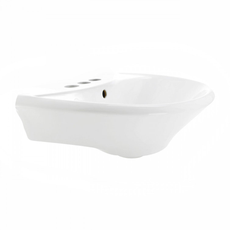 Ondine White Ceramic Pedestal Bathroom Sink with Overflow