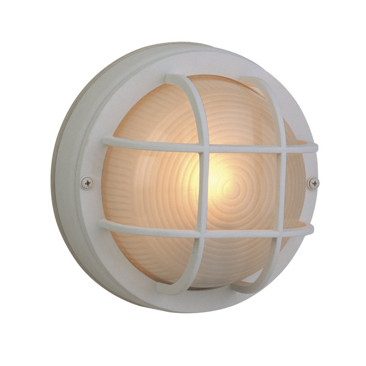 Matte White Glass Bulkhead Outdoor Flush Mount Light