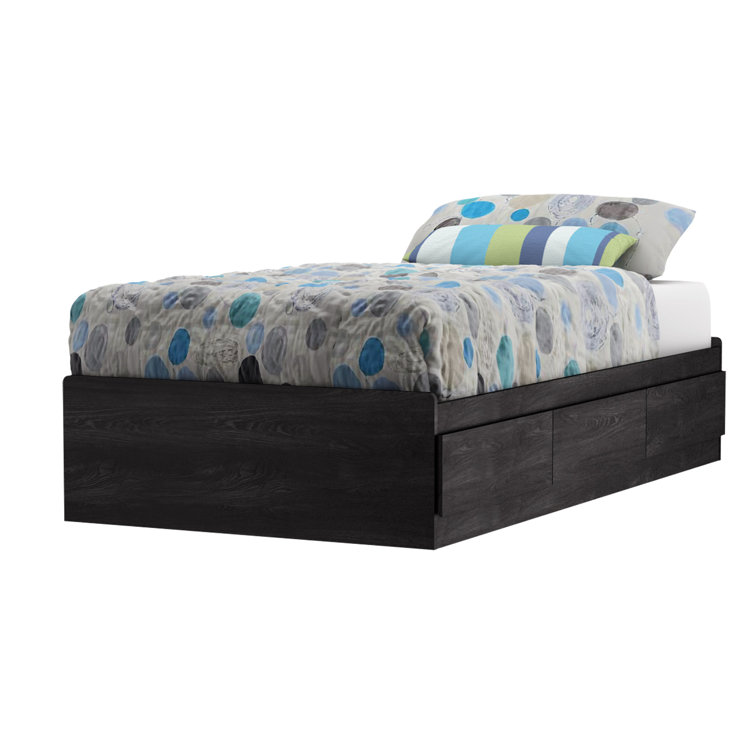 Gray Oak Twin Captain's Bed with 3 Storage Drawers