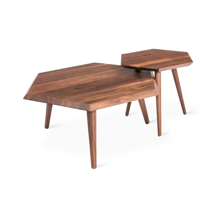Walnut Hexagonal Minimalist Coffee Table