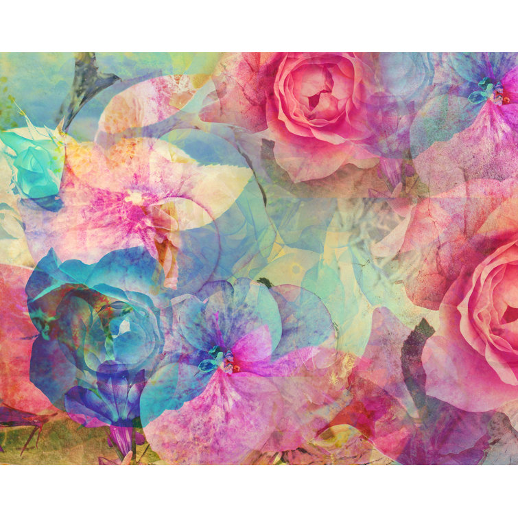 Pink Abstract Floral Non-Pasted Washable Wall Mural