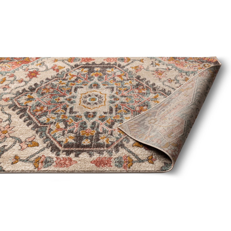 Blush Geometric Easy-Care Synthetic 7'10" x 9'10" Area Rug