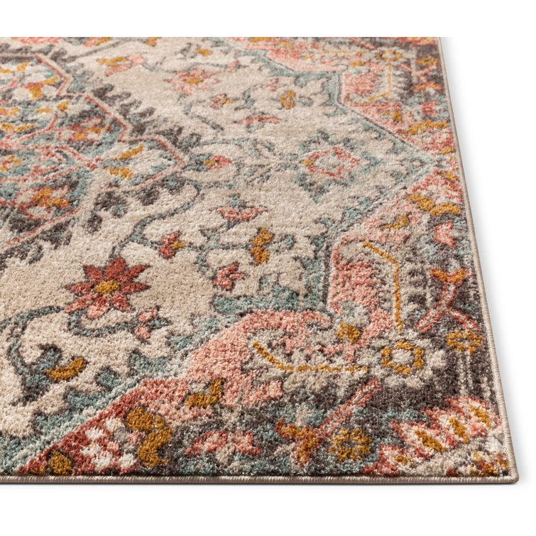 Blush Geometric Easy-Care Synthetic 7'10" x 9'10" Area Rug
