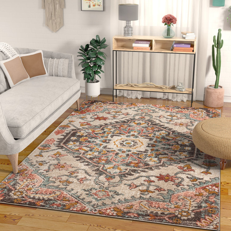 Blush Geometric Easy-Care Synthetic 7'10" x 9'10" Area Rug