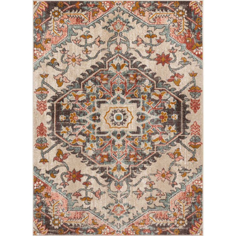 Blush Geometric Easy-Care Synthetic 7'10" x 9'10" Area Rug