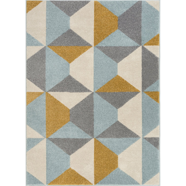 Geometric Gold Elegance Synthetic Area Rug, 3'11" x 5'3"