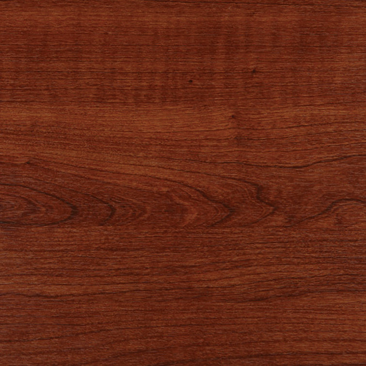 Dark Cherry Wood Storage Bench with Tan Cushion
