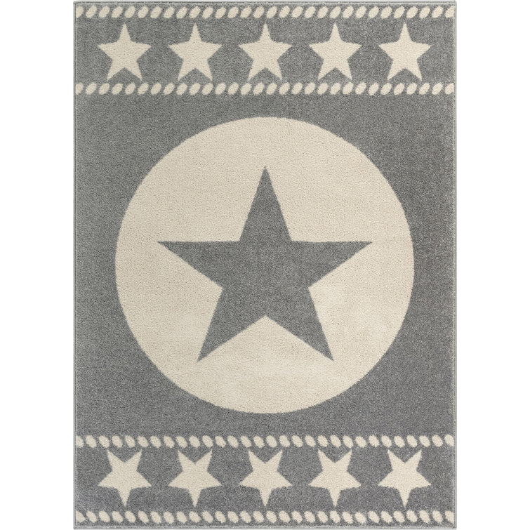 Modern Geometric Gray Synthetic Area Rug - 7'10" x 9'10"