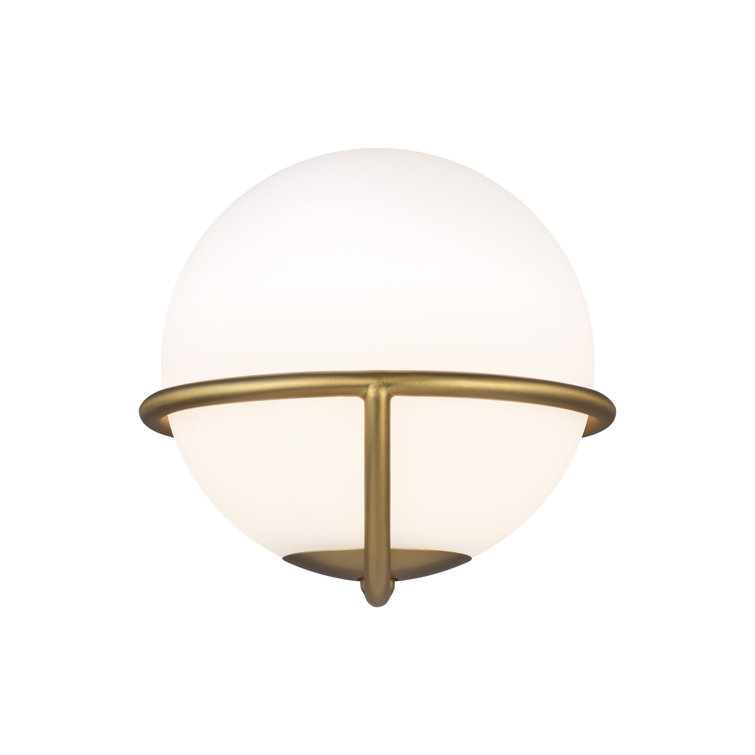 Burnished Brass Dimmable Sconce with White Opal Glass Shade