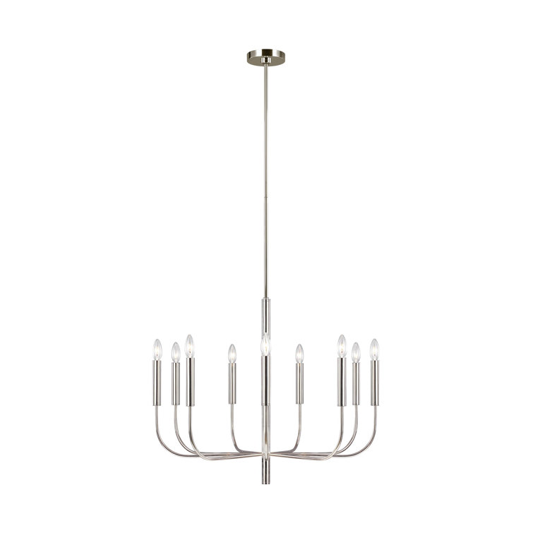 Polished Nickel 9-Light Torpedo Candelabra Chandelier