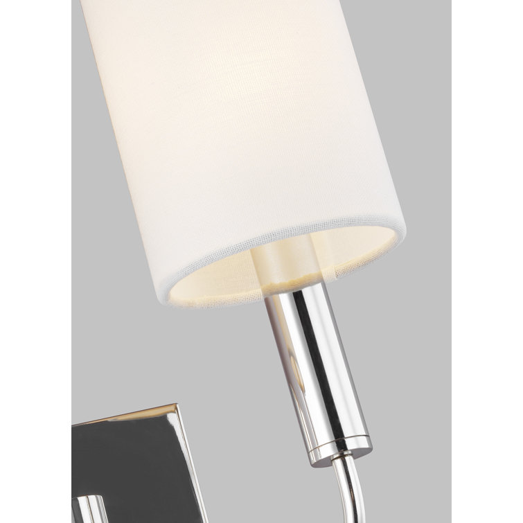 Brianna Polished Nickel 2-Light Dimmable Wall Sconce with White Linen Shade