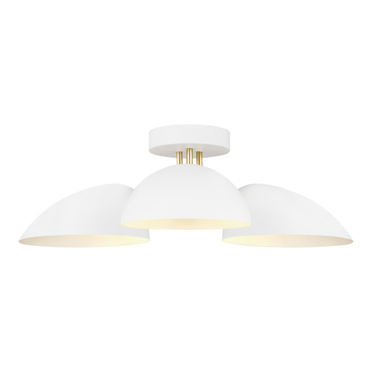 Ellen DeGeneres Matte White Brass 3-Light Indoor/Outdoor Bowl Pendant