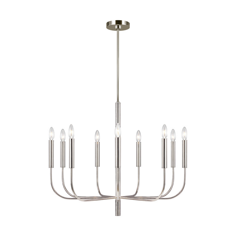 Polished Nickel 9-Light Torpedo Candelabra Chandelier