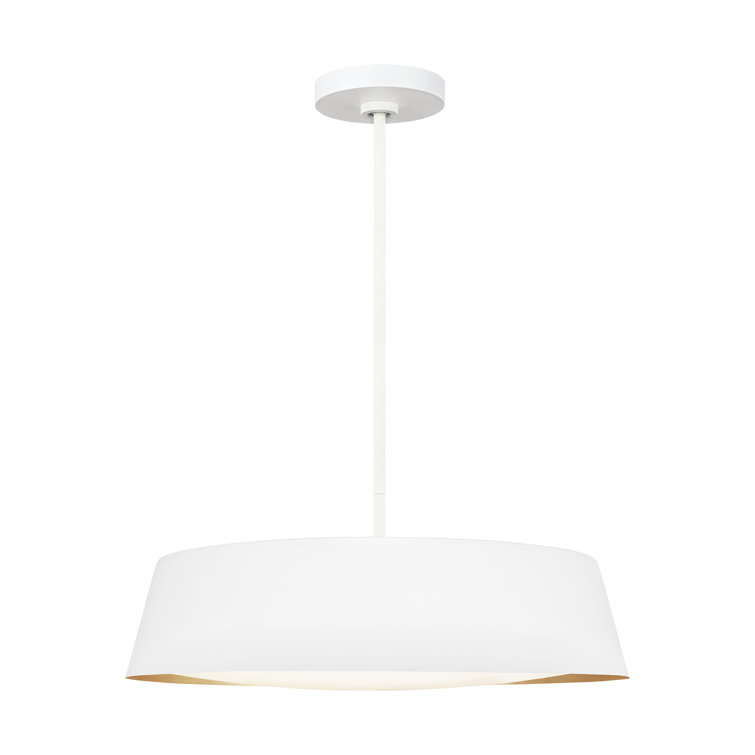 Matte White Glass Drum Pendant Light with Silk Shade