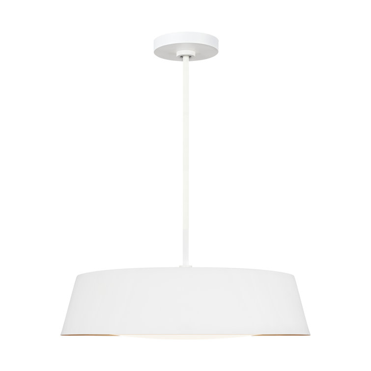 Matte White Glass Drum Pendant Light with Silk Shade