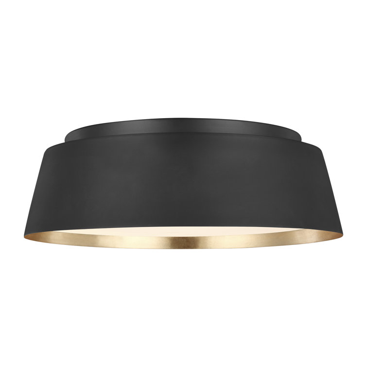 Midnight Black 3-Light Flush Mount with Silk Screen White Shade