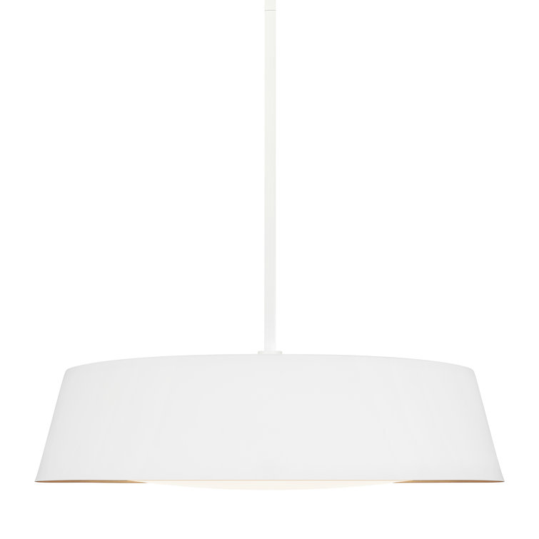 Matte White Glass Drum Pendant Light with Silk Shade
