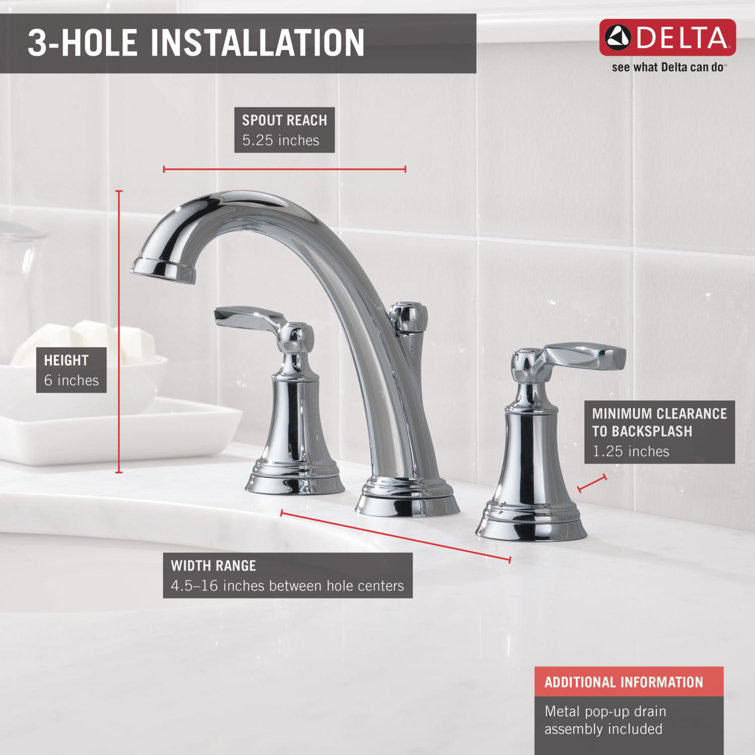 Modern Elegance 6" High 2-Handle Chrome Widespread Bathroom Faucet