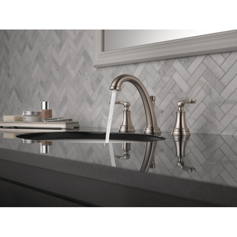Sleek Modern 6" Stainless Steel Widespread Bathroom Faucet with Metal Drain