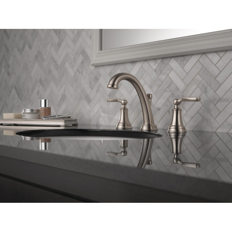 Sleek Modern 6" Stainless Steel Widespread Bathroom Faucet with Metal Drain