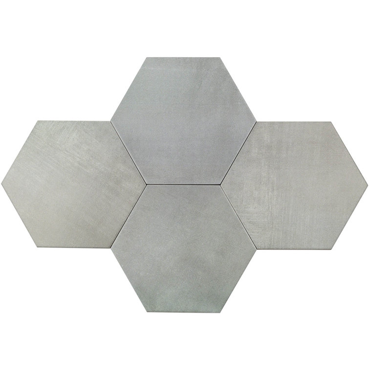Gray Hexagon Matte Porcelain Floor and Wall Tile