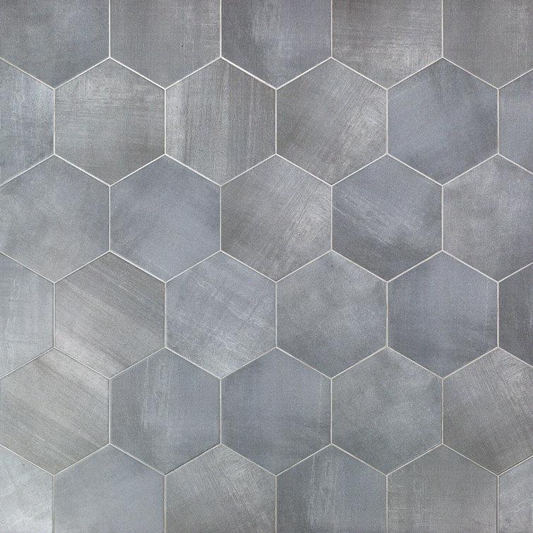Gray Hexagon Matte Porcelain Floor and Wall Tile
