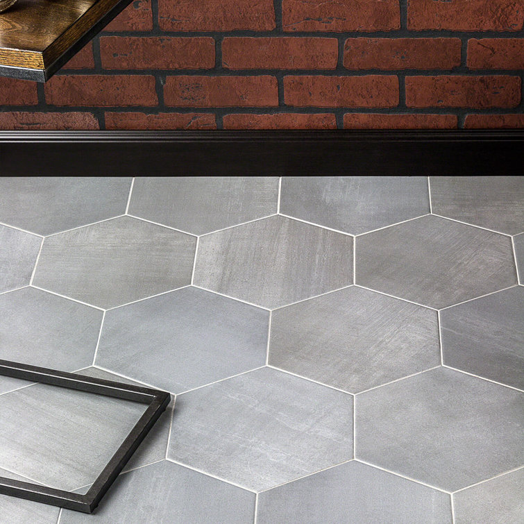Gray Hexagon Matte Porcelain Floor and Wall Tile