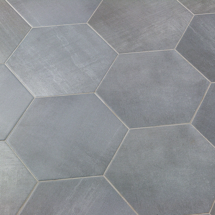Gray Hexagon Matte Porcelain Floor and Wall Tile