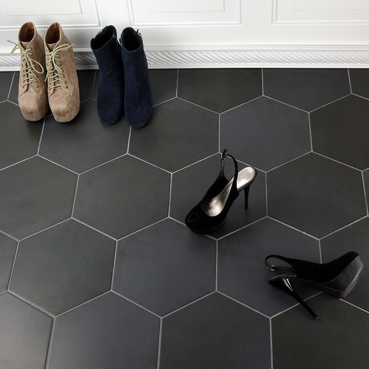 Turner Dark Gray Hexagon Porcelain Floor and Wall Tile