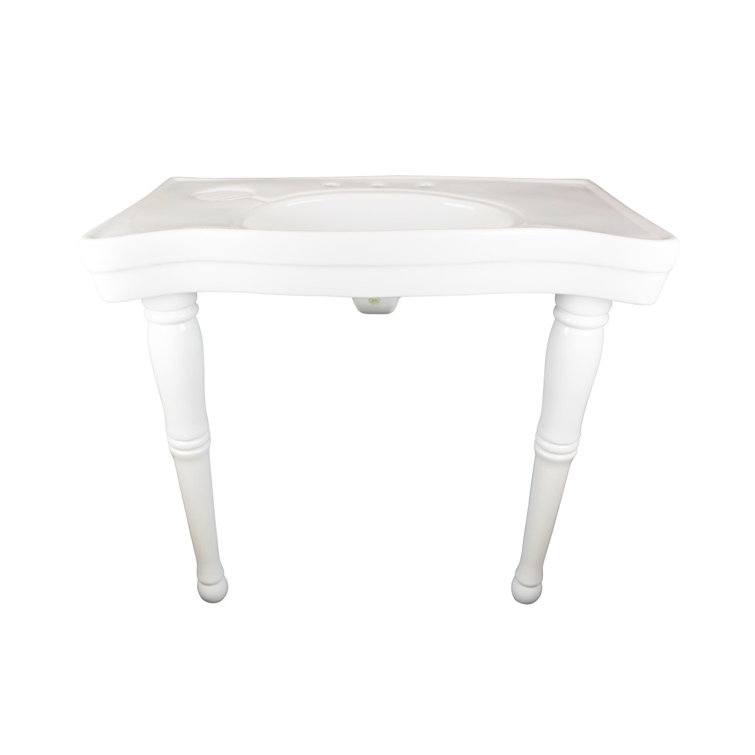 Belle Epoque White Ceramic Console Sink with Spindle Legs