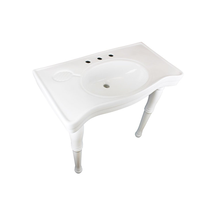 Belle Epoque White Ceramic Console Sink with Spindle Legs