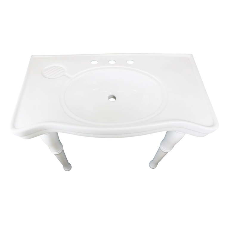 Belle Epoque White Ceramic Console Sink with Spindle Legs
