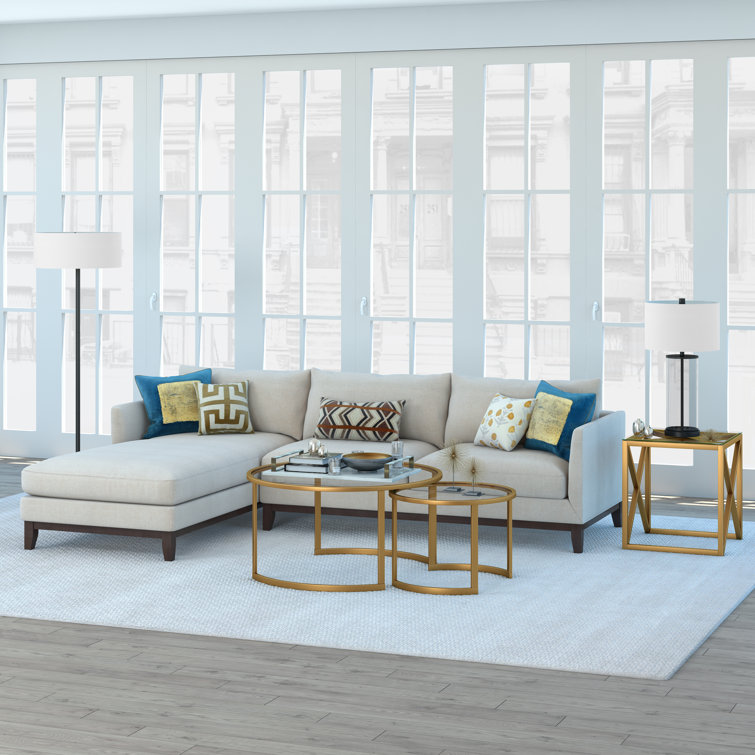 Elysian Brass & Glass 36" Round Nested Coffee Table Set