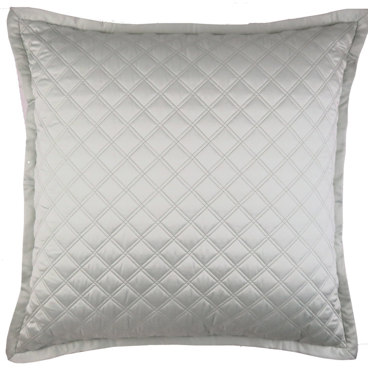 Charcoal & Silver Queen Polyester Charmeuse Diamond-Quilted Coverlet Set