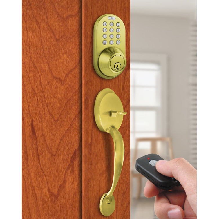 Polished Brass Electronic Deadbolt Handleset with Keypad